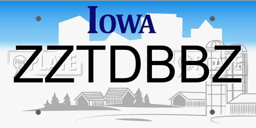 ZZTDBBZ Iowa License Plate