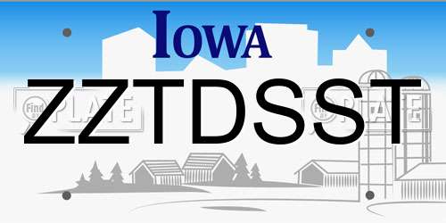 ZZTDSST Iowa License Plate