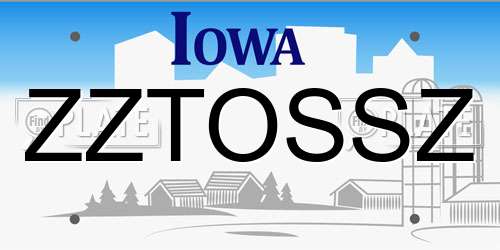 ZZTOSSZ Iowa License Plate