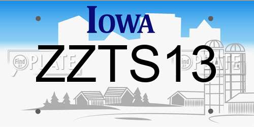 ZZTS13 Iowa License Plate