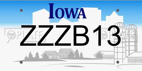 ZZZB13 Iowa License Plate