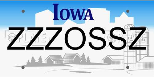 ZZZOSSZ Iowa License Plate