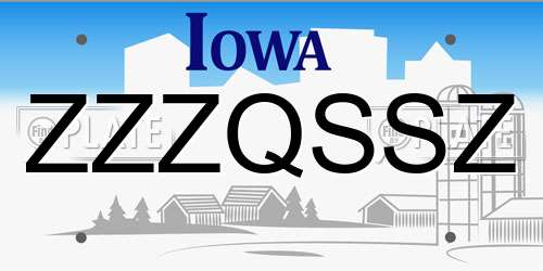 ZZZQSSZ Iowa License Plate