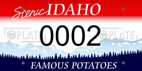 0002 Idaho License Plate