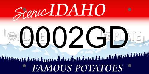 0002GD Idaho License Plate