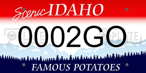 0002GO Idaho License Plate