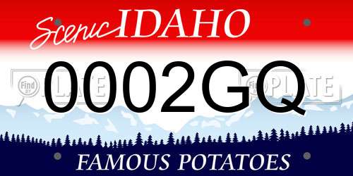 0002GQ Idaho License Plate