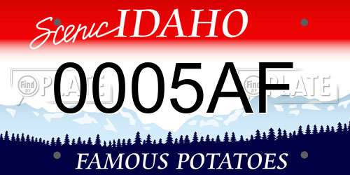 0005AF Idaho License Plate
