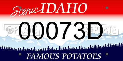 00073D Idaho License Plate