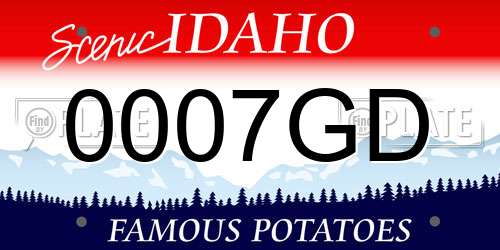 0007GD Idaho License Plate