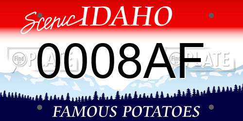 0008AF Idaho License Plate
