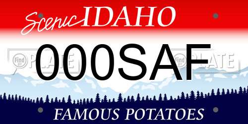 000SAF Idaho License Plate