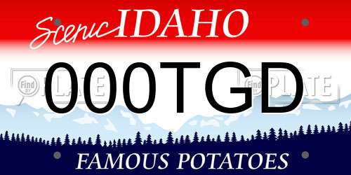000TGD Idaho License Plate
