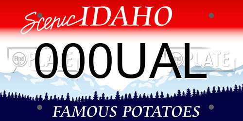 000UAL Idaho License Plate