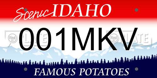 001MKV Idaho License Plate