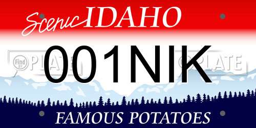 001NIK Idaho License Plate