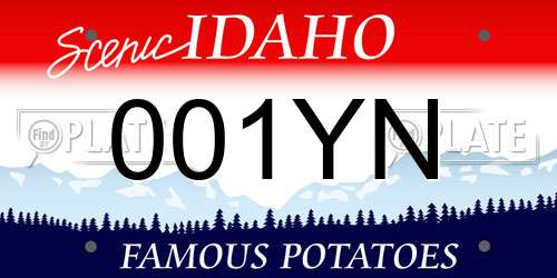 001YN Idaho License Plate