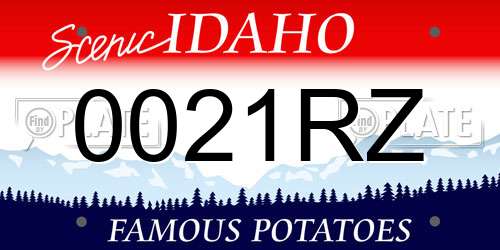 0021RZ Idaho License Plate