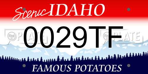 0029TF Idaho License Plate