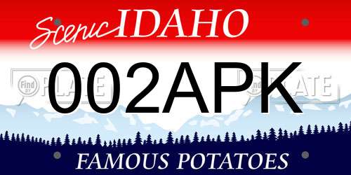 002APK Idaho License Plate