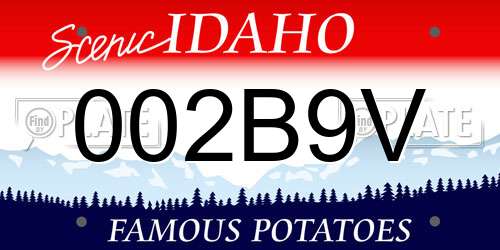 002B9V Idaho License Plate