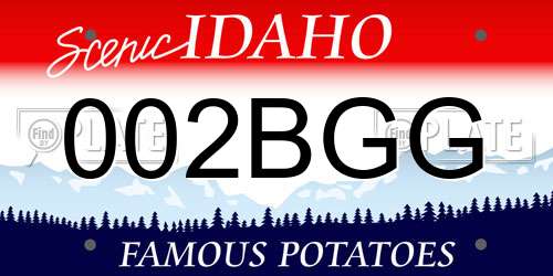 002BGG Idaho License Plate