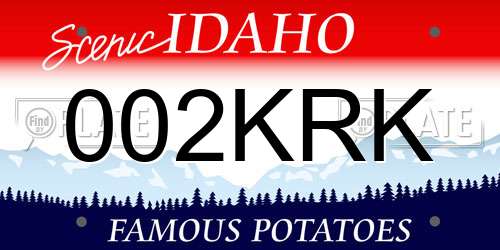 002KRK Idaho License Plate