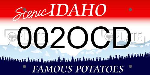002OCD Idaho License Plate