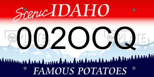 002OCQ Idaho License Plate