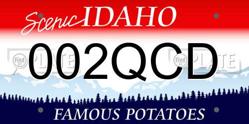 002QCD Idaho License Plate