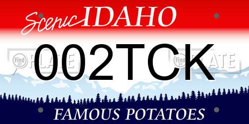 002TCK Idaho License Plate