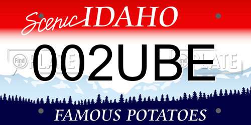 002UBE Idaho License Plate