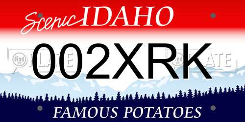 002XRK Idaho License Plate