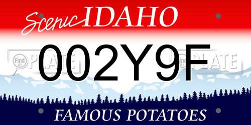 002Y9F Idaho License Plate