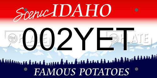 002YET Idaho License Plate