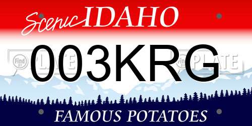 003KRG Idaho License Plate