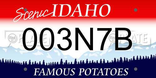 003N7B Idaho License Plate