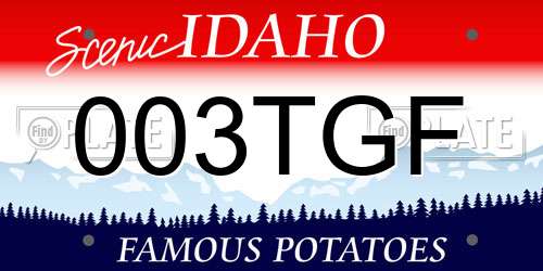 003TGF Idaho License Plate