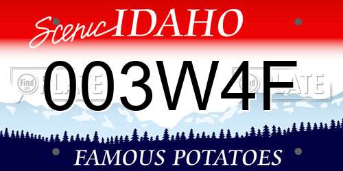 003W4F Idaho License Plate