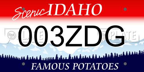 003ZDG Idaho License Plate
