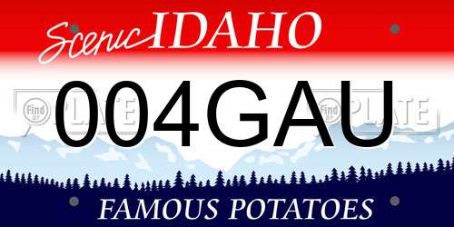 004GAU Idaho License Plate