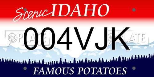 004VJK Idaho License Plate
