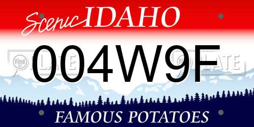 004W9F Idaho License Plate