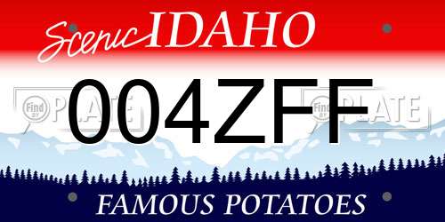 004ZFF Idaho License Plate