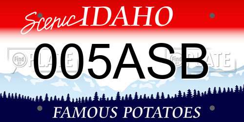 005ASB Idaho License Plate