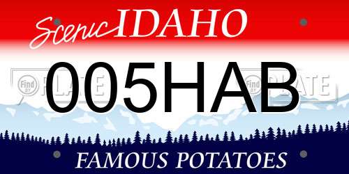005HAB Idaho License Plate