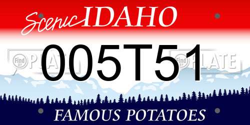 005T51 Idaho License Plate