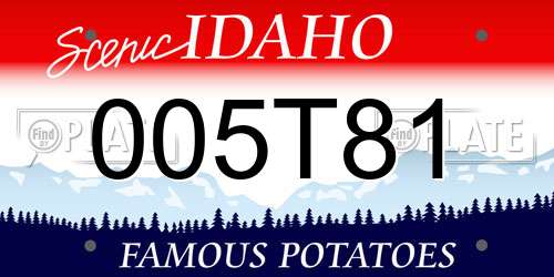 005T81 Idaho License Plate
