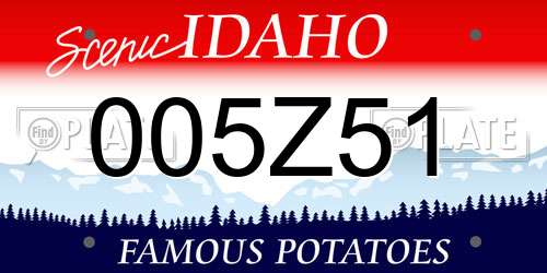 005Z51 Idaho License Plate