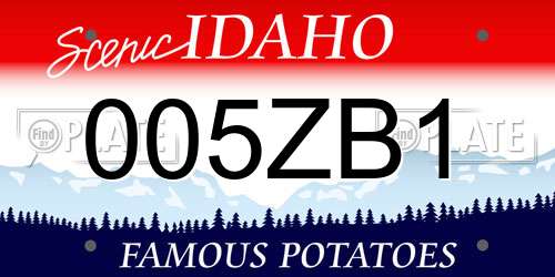 005ZB1 Idaho License Plate